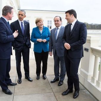 Barack Obama et les leaders européens lors de sa venue à Hanovre en avril 2016
