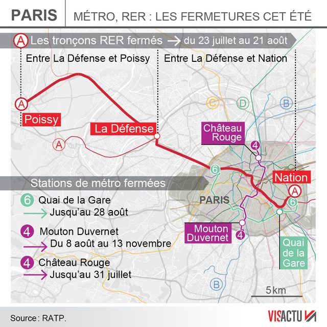 Paris : la principale ligne RER en grande partie fermée cet été
