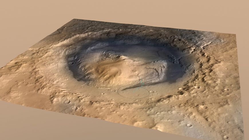 Visualisation du cratère Gale sur la planète Mars