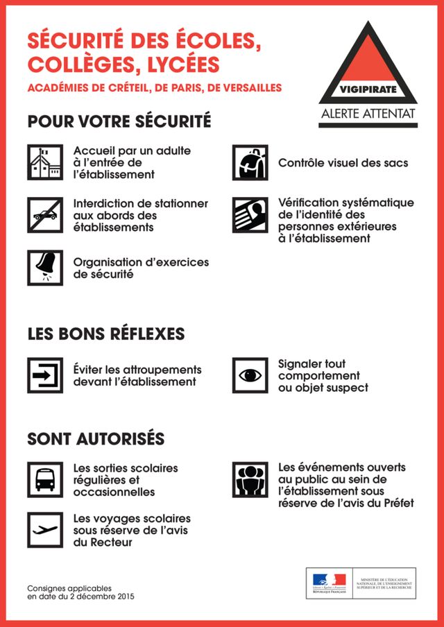 Les conseils de sécurité dans l'Académie de Paris-Créteil