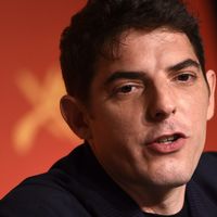 Damien Bonnard à la conférence de presse pour "Rester vertical" pendant le 69e festival de Cannes, mai 2016