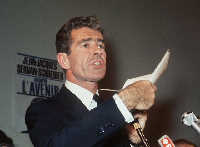 JJ Servan-Schreiber en 1970 à Bordeaux, lors d'un meeting du parti radical socialiste
