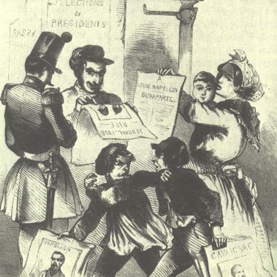 Campagne électorale Napoléon-Cavaignac, publié dans l'Illustrierte Zeitung, 1848