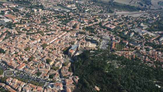 Vue aérienne du centre ville d'Orange - JL Zimmermann - CC