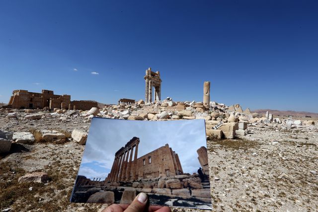 Le temple de Baal, à Palmyre, détruit par le groupe Etat Islamique