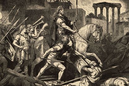 Représentation du Roi wisigoth Alaric lors de la mise à sac de Rome Représentation du Roi wisigoth Alaric lors de la mise à sac de Rome