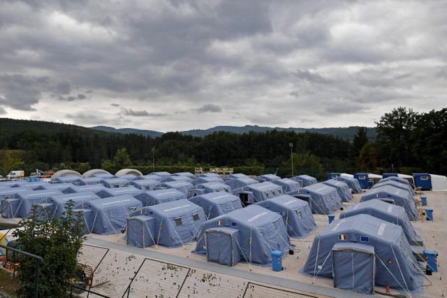 L'un des camps provisoires installés pour héberger les victimes du séisme