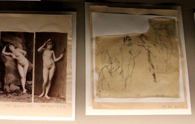 (à g.) photographie de Joseph Vasse - (à d.) Etudes pour des baigneuses ©Musée de Grenoble