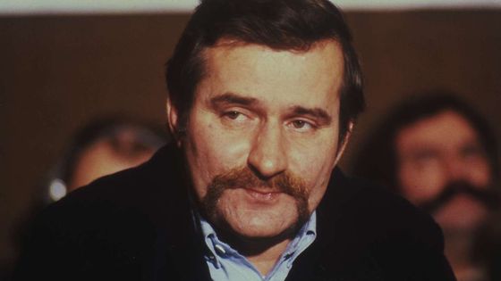 Lech Walesa, leader du syndicat Solidarność, en 1981 ©Sipa - AP