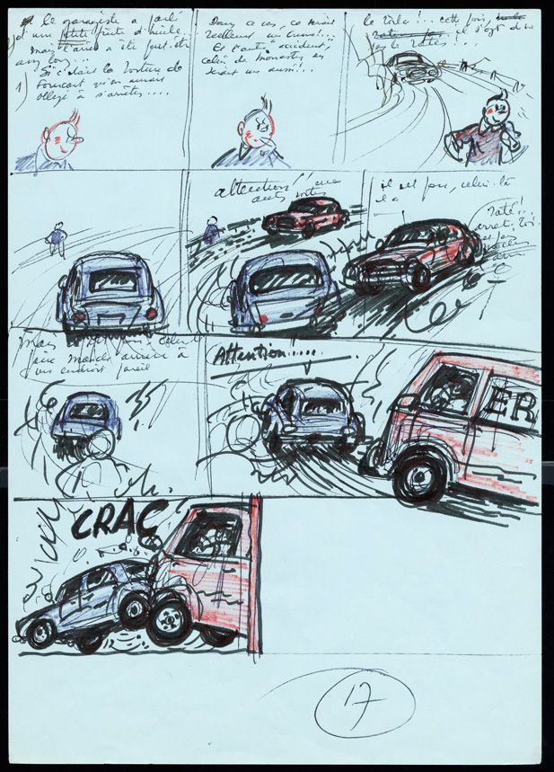 Découpage de la planche 17 tiré Des Aventures de Tintin Tintin et l’Alph-Art (1978-1982)