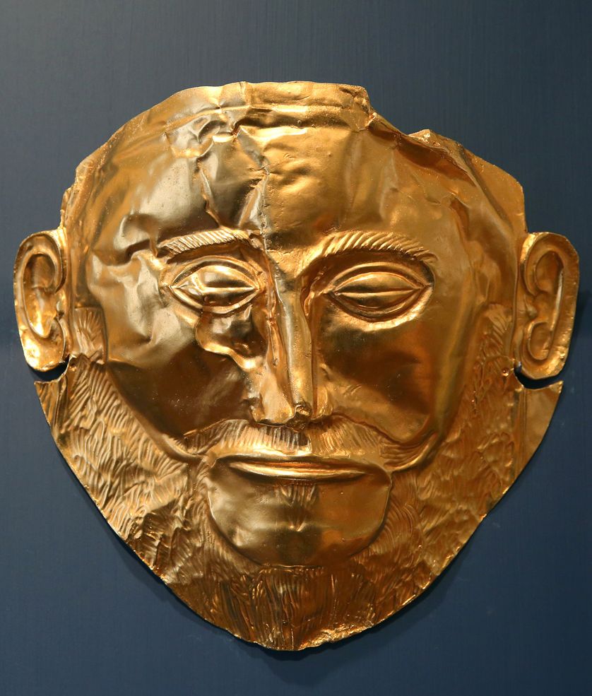 Réplique du masque de la mort de Agamemnon, au Schliemann museum à Ankershagen en Allemagne