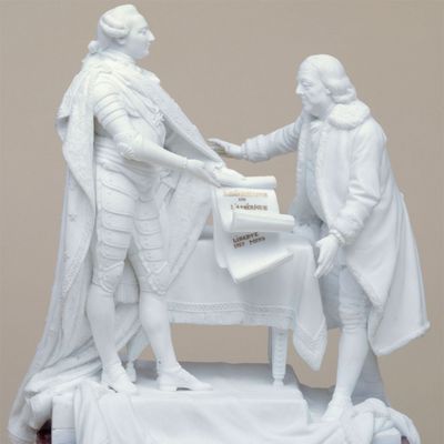 Louis XVI remettant à Benjamin Franklin les traités signés entre la France et les Etats-Unis, 6 février 1778