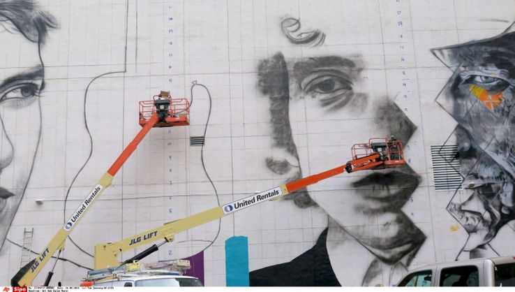 Art Bob Dylan Mural à Minéapolis en Août 2015