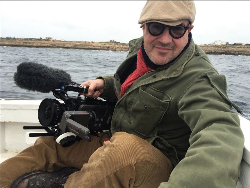 Gianfraco Rosi sur le tournage