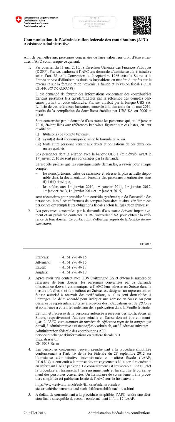 Le courrier de la Confédération suisse