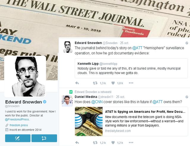 Sur son compte Twitter Edward Snowden reste présent et retweete régulièrement les informations dénonçant les violations de la vie privée.