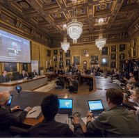 Attribution du Prix Nobel d'Economie à Stockholm (Suède), 10 octobre 2016