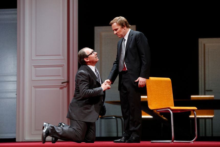Hervé Pierre et Laurent Stocker, en Mai 2016, à La Comédie Française