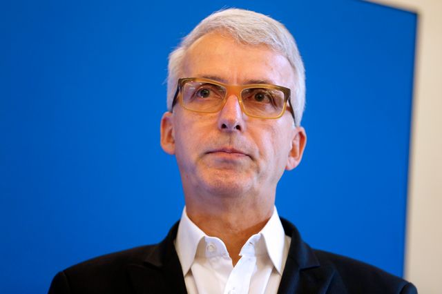 Michel Lussault, géographe, et Michel Lussault, le 18 Septembre, 2015 à une conférence de presse sur les réformes dans les programmes scolaires à Paris