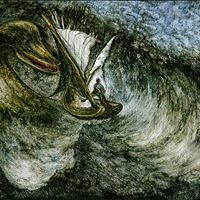 Loch Ness Monster, peinture d'Hugo Heikenwaelder (1999).