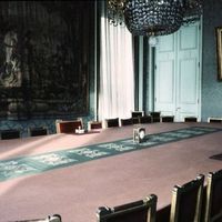 La salle du Conseil des ministres à l'Elysée, en 1969