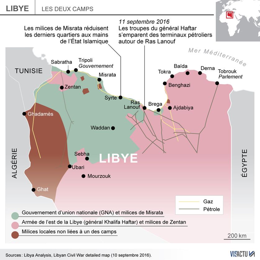 Infographie de la situation à Syrte le 14 septembre 2016
