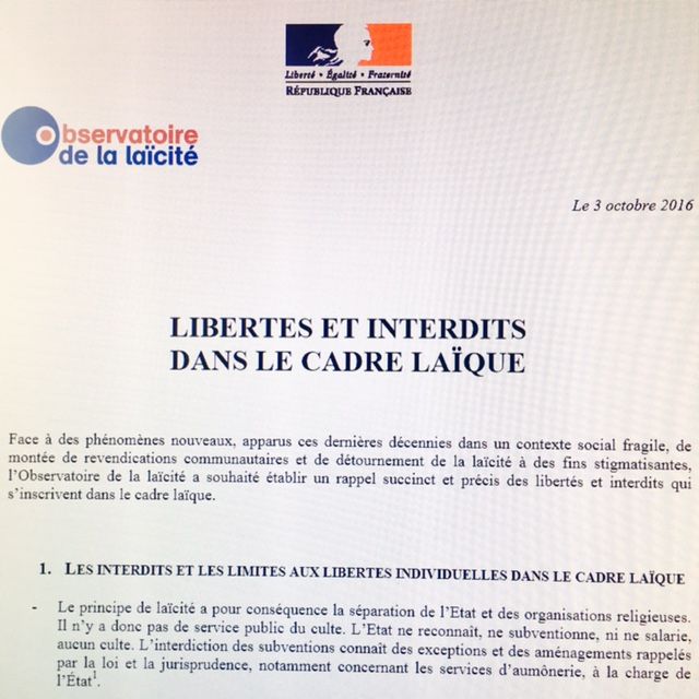 Publication de l'Observatoire de la laïcité
