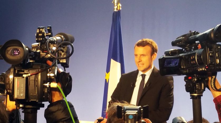 Emmanuel Macron à l'annonce de sa candidature à la présidence de la République le 16 novembre 2016, dans un centre de formation de Bobigny