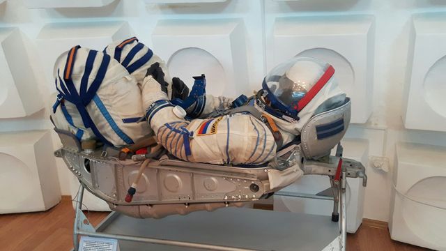 Le siège de la capsule Soyouz, où Thomas Pesquet et ses coéquipiers vont passer 48 heures avant de s'arrimer à l'ISS.