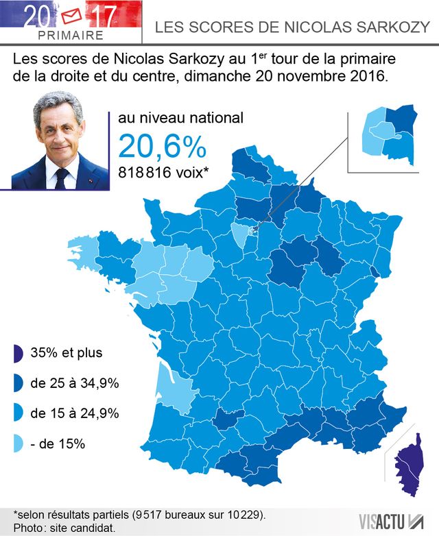 La géographie du vote Sarkozy au 1er tour de la primaire