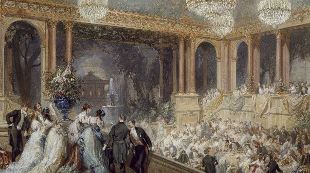Henri BaronFête officielle au palais des Tuileries pendant l’Exposition universelle de 1867, salon de 1868Aquarelle, 55 x 95 cmCompiègne, Musée national du château -dépôt du musée du Louvre© RMN-Grand Palais (domaine de Compiègne) / Droits réservés