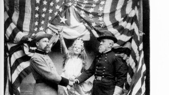 Deux militaires américains devant une enfant symbolisant Cuba ("Cuba Libre", 1898) - F.W.Guerin, via Library of Congress