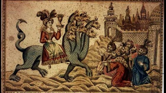 Grande Prostituée de Babylone, 1800 environ, Gravure Russe