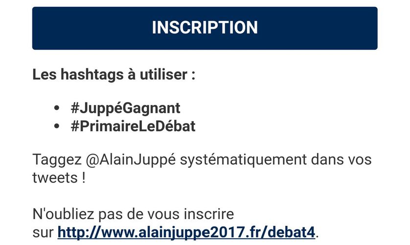 Les consignes de l'équipe web d'Alain Juppé à ses soutiens sur Twitter