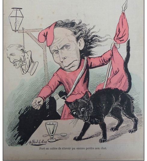 Louise Michel caricaturée pour le journal Le Grelot, 1881