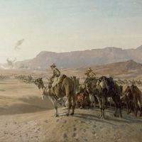 Corps de Chameau passant à l'action le 23 décembre 1916, contre les Turcs ottomans à Magdhaba, le Désert de Sinaï, 1925--