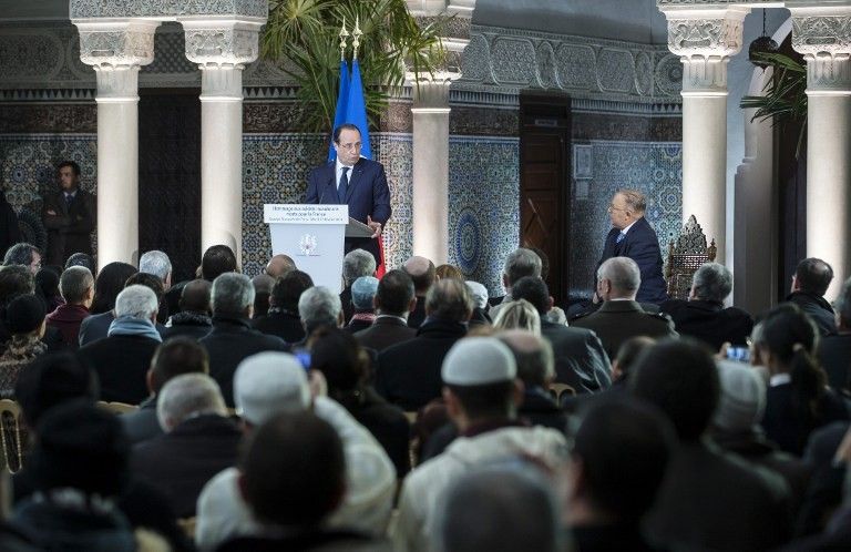 François Hollande et Dalil Boubakeur à Grande Mosquée de Paris, le 18 février 2014