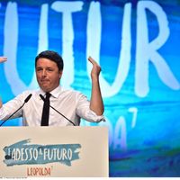 Matteo Renzi, en meeting électoral à Florence, la ville dont il fut, pendant 10 ans, maire et président de la province