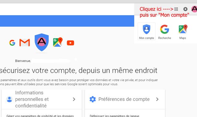 Etape 1 pour désactiver le suivi de vos activités sur Google