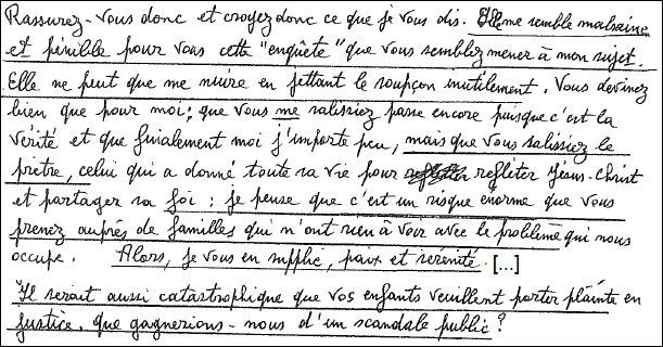 Extrait de la lettre du père René adressée à Anne et Robert