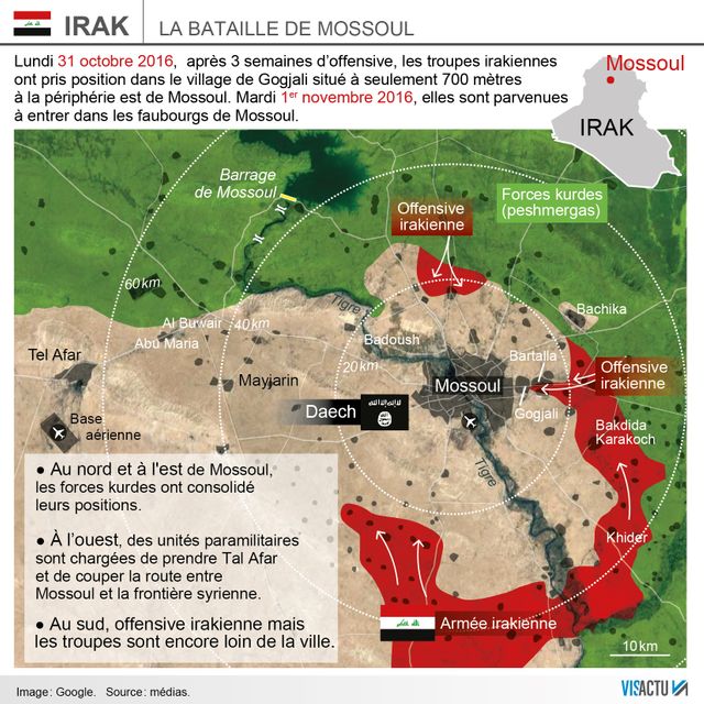 Les troupes irakiennes dans la banlieue est de Mossoul