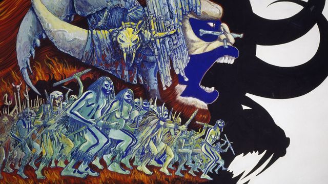 Detail de l'affiche de la Guerre du feu par Philippe Druillet