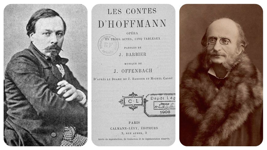Julies Barbier (Nadar, 1894) et Jacques Offenbach (F. Grünewald, 1881).