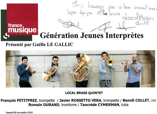 Programme de salle Local Brass Quintet