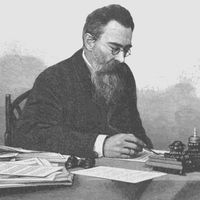 Nikolay A. Rimsky-Korsakov in his cabinet
