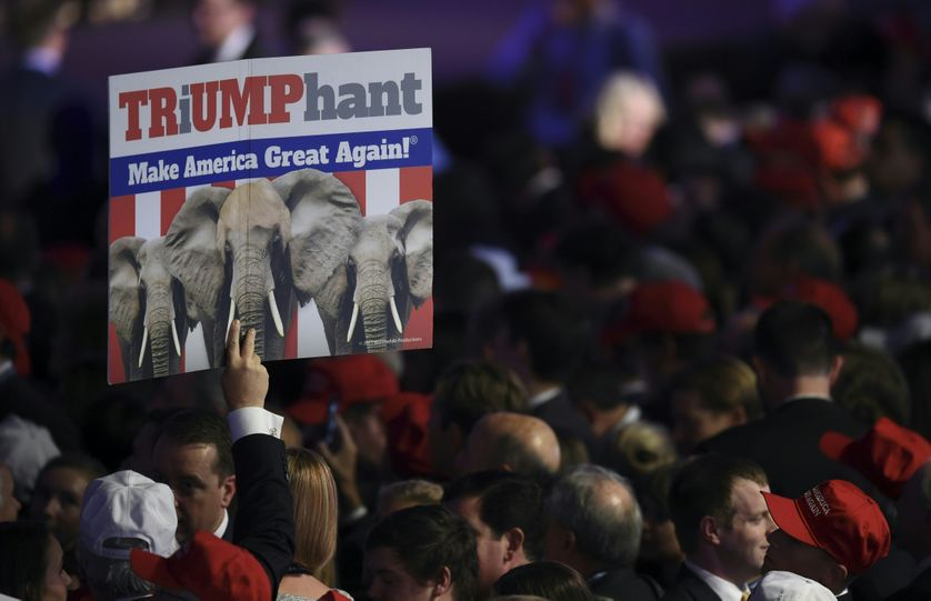 Supporters du candidat Donald Trump au New York Hilton