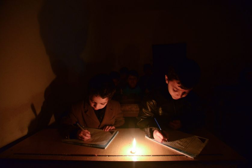Dans une école d'Alep
