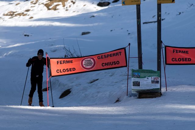 Des pistes fermées par manque de neige (ici à La Feclaz, en Savoie)