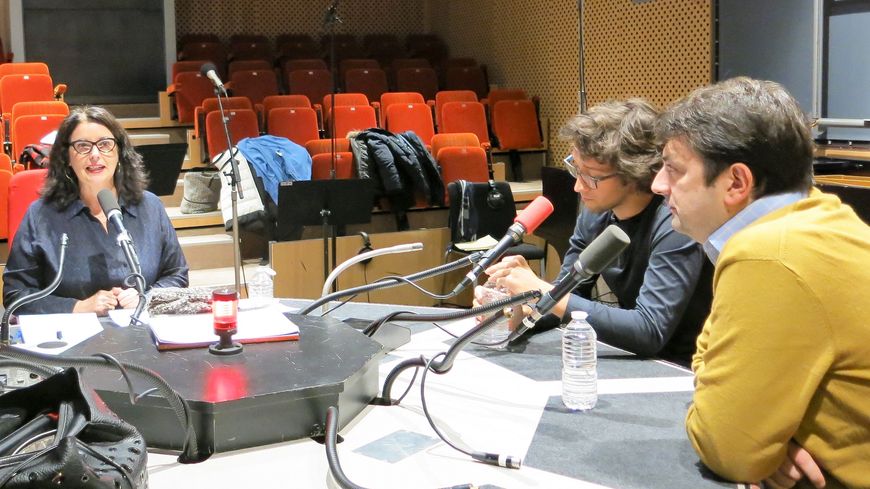 France Culture, studio 109, pendant l'émission ! ... Aline Pailler, Alexandre Lory & Bruno Mantovani (de g. à d.)