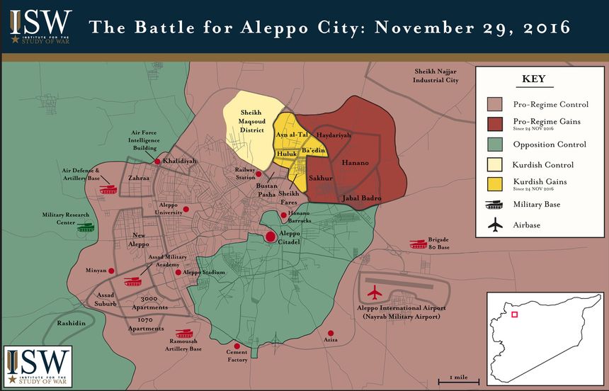 Légende: Bataille d'Alep, le 29 novembre 2016